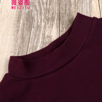 薇姿图 纯色打底衫2015秋冬装新款韩版修身显瘦长袖t恤气质打底上衣时尚半高领女士 紫色 L