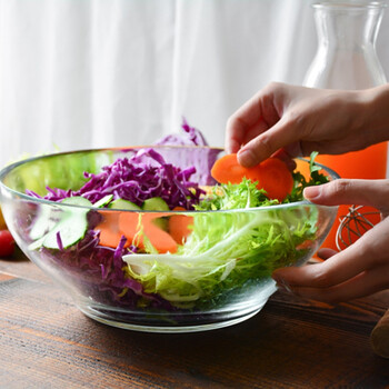 大号玻璃碗透明个性大号玻璃碗沙拉碗果盘自助水果自助款大碗