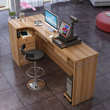 收银台柜台前台接待台便利店服装店市收银台小型简约现代吧台桌 浅