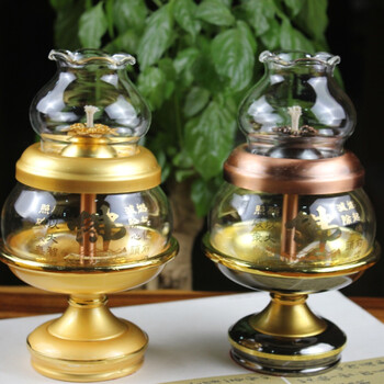 大愿油灯防风舍利油灯供佛酥油灯座佛前长明灯佛灯供灯摆件 (小号)