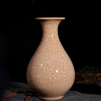泥之恋景德镇陶瓷器开片仿古官窑窑变色花瓶古典现代家居工艺品摆件