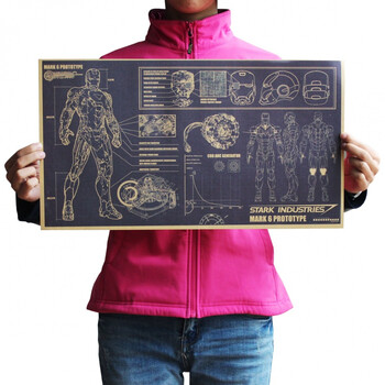 复古牛皮纸墙贴电影人物画报抖音经典牛皮纸海报 银色 钢铁侠设计图