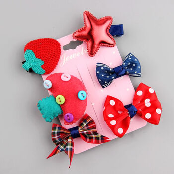 公主淑女可爱小童小孩发夹发饰宝宝发卡头饰女童 23*红色蘑菇6件套