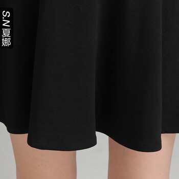 夏娜(Shinena)条纹拼接连衣裙淑女打底裙 红棕色 XL