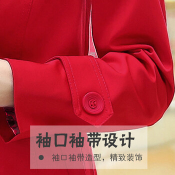 
                                        艾洛拉  风衣女中长款2017春秋装新款大码女装双排扣中长款女士风衣外套女117D 红色 L                