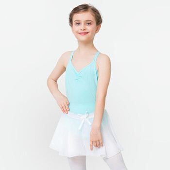 舞裙吊带体操练功服儿童舞蹈服连体衣少儿芭蕾女童 薄荷绿 白色纱裙