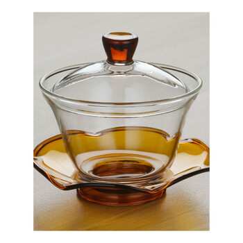 京东暖冬节~玻璃茶杯盖碗三才杯功夫茶具150毫升 三才碗泡茶器 黄色