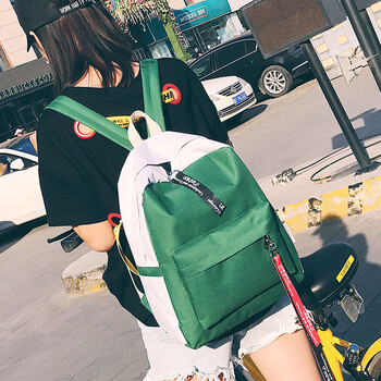 拉面丸子书包书包女高中学生简约百搭校园背包学院风双肩包 绿色