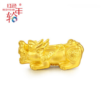 红色年轮 黄金转运珠 3D硬金貔貅路路通999足