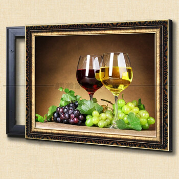 现代简约餐厅配电箱装饰画遮挡电表盒黑色酒吧酒柜酒杯装饰挂壁画 j