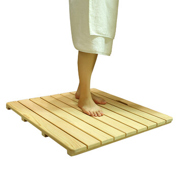 定制淋浴房防滑脚垫正方形卫生间防腐木地板浴室垫防水实木脚踏板 正