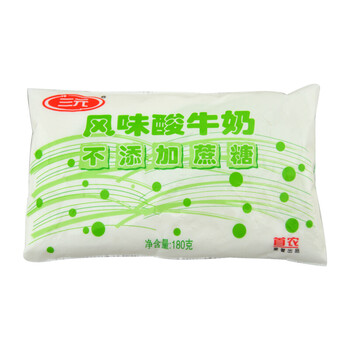 三元风味酸奶 无糖 12袋装 单袋180g 牛奶乳品 产发
