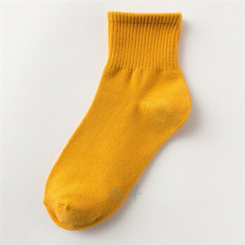 ins袜子女中筒袜原宿百搭学院风韩版纯色日系袜 姜黄 5双装 均码