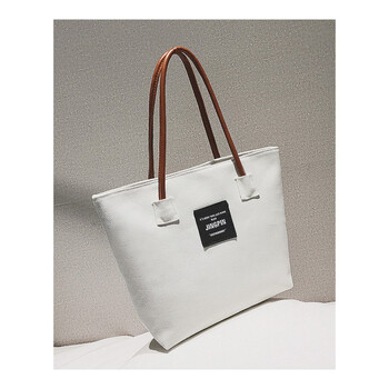 百搭休闲文艺小清新简约帆布包布袋韩版新款大容量单肩斜挎包 白色