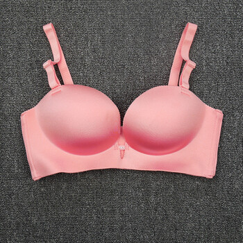 半罩杯深v性感调整型胸罩nb无痕小胸内衣文胸 聚拢 粉色 单件文胸 75b