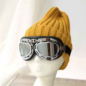 飞行员帽子空军眼镜鸭舌帽青年遮阳奔跑吧同款跑男毛线帽冬季加厚保暖