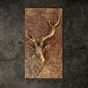 客厅3d立体浮雕装饰画美式复古餐厅走廊挂画玄关鹿头壁挂欧式壁画sn