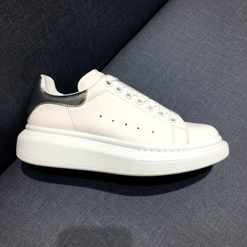 麦昆小白鞋袁姗姗同款真皮内增高白色松糕厚底男女情侣运动鞋 银尾 女