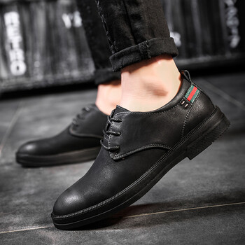 (京东优选)2018秋新款男士休闲皮鞋 英伦复古潮男鞋 牛皮透气休闲鞋蝉