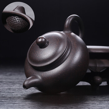 善财 宜兴原矿紫砂壶茶壶茶具套装 黑金砂 手工