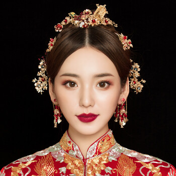 中式新娘秀禾头饰古装结婚饰品手工流苏步摇发