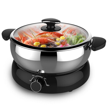 电火锅家用吃火锅锅小型插电锅2人-4人小火锅迷你多功能 黑色