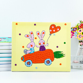 儿童手工制作diy材料包扣子小学生粘贴装饰画3-6岁 欢乐兔