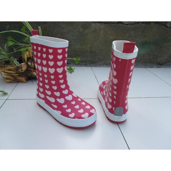 欧美新款 可爱环保条纹 男女儿童 宝宝雨鞋雨靴水鞋水靴 红色爱心 25