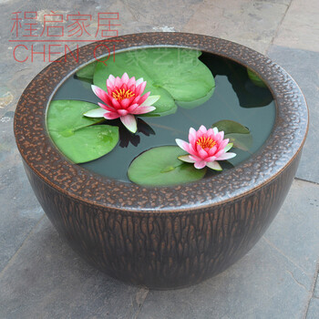 陶瓷鱼缸养鱼缸水缸庭院睡莲缸荷花缸大浴缸造景老式户外复古陶缸小号直径