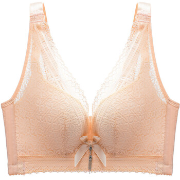 无钢圈文胸套装性感聚拢小胸加厚罩收副乳防下垂上托内衣女 肤色 80b