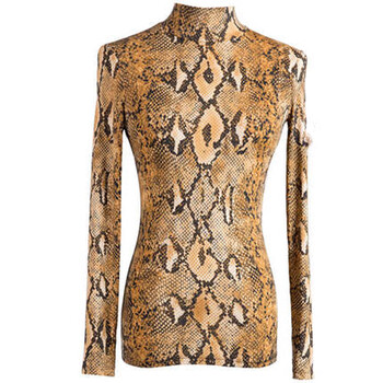 拉丁舞服装跳舞服装女舞蹈服套装女新款舞蹈上衣 蛇纹印花 l