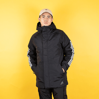 adidas阿迪达斯棉服男款2018秋冬季三条纹中长款大衣连帽运动外套保暖男子夹克棉袄CY8640 CY8624 2XL【图片价格品牌报价】-京东