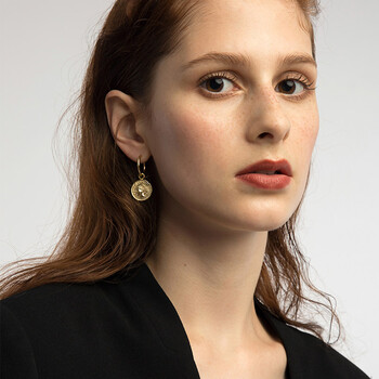 ooak硬币系列伍尔芙头像可拆卸吊坠耳环/无耳洞耳夹耳钉 复古女神气质