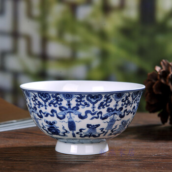 景德镇家用骨瓷器米饭碗小汤碗粥碗礼品餐具碗高脚防烫中式仿古碗 4.