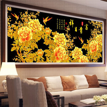 阿兰贝尔 5d钻石画满钻客厅新款点钻石十字绣花开富贵牡丹砖石秀圆