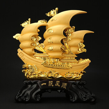 风顺船龙船摆件开业送礼商务礼品礼物帆船工艺礼品 新款沙金色中号