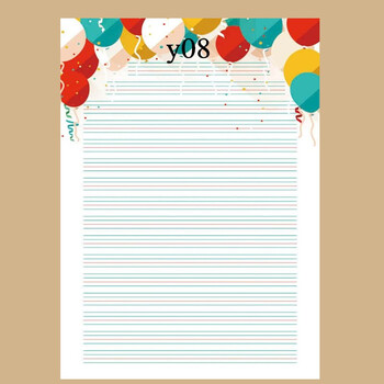 书写纸a4彩色英文四线三格信纸花纹打印纸带图案a4英语卡通信签纸y08