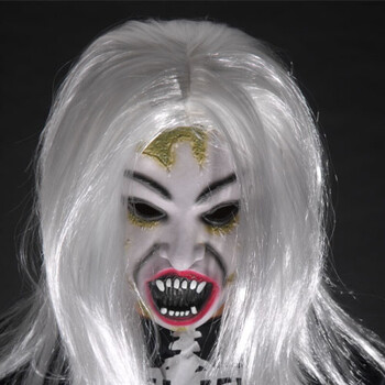 抖音同款万圣节整人道具化妆舞会乳胶面具恐怖多款白发魔女面具贞子