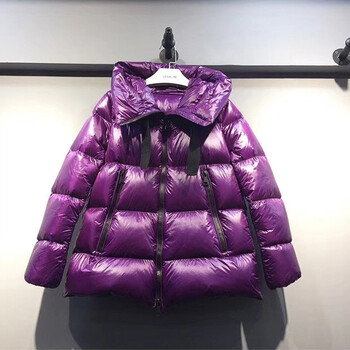 高仿蒙口针织羽绒服紫色（蒙口针织羽绒拼接毛衣）-第2张图片-潮百科