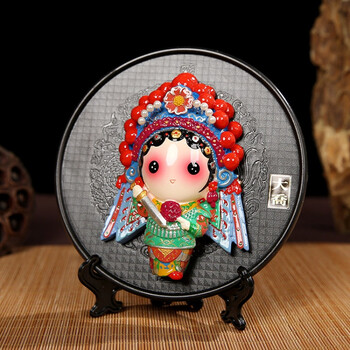 冷瓷脸谱圆盘家居装饰桌面摆件特色工艺品出国送老外小礼品djzy9 大乔