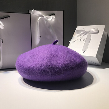 靓雅婷贝雷帽女秋冬天韩版潮日系百搭英伦复古加厚立体羊毛呢文艺画家