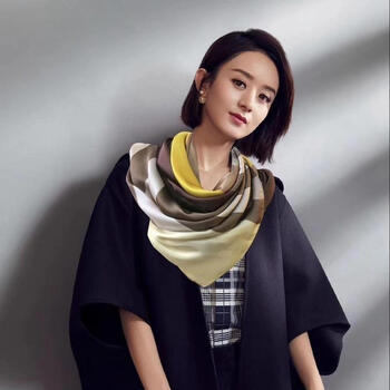 冬季上新 蚕丝缎面真丝围巾女春秋冬款韩版丝巾百搭围脖 赵丽颖款