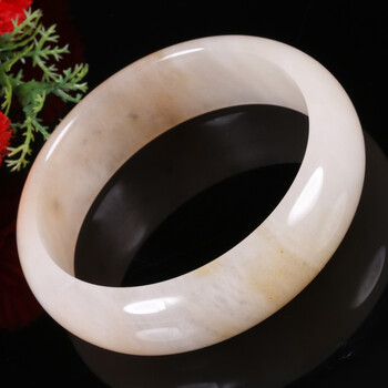 疆山玉器 戈壁玉手镯女款 金丝玉镯子玉环 内径60毫米