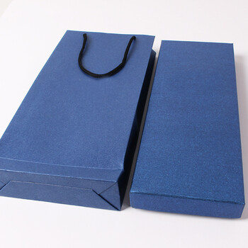 领带盒领结袖扣礼品包装盒 手提袋送礼礼盒 蓝色大盒子 手提袋