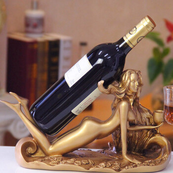 
                                        尚凡红酒酒架子客厅酒吧餐厅酒柜摆件工艺品红酒架创意树脂家居装饰品葡萄酒架子复古摆设饰品 金色仿古                