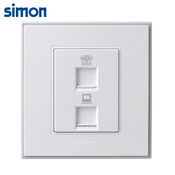 西蒙(SIMON) 开关插座面板 56C系列 电话电脑插座 86型面板 珍珠白色 V55229T