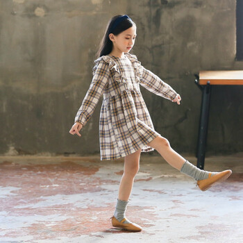 女童长袖连衣裙2018秋季女宝宝洋气裙子儿童格子长袖公主裙秋 苏格兰