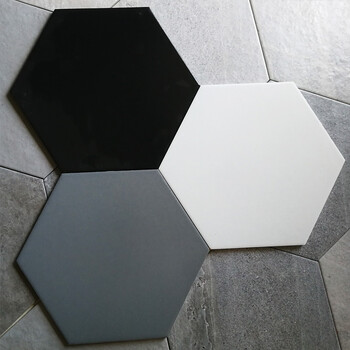 工业风黑白灰水泥六角砖六边形瓷砖砂岩厨房卫生间办公室店面地砖