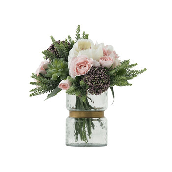 餐桌仿真花套装 北欧客厅装饰高品质插花假花艺花瓶摆件 紫色