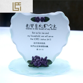 摆件饰品圆形送礼品十字架玻璃基督徒结婚礼物 凡事谢恩-小-十字架